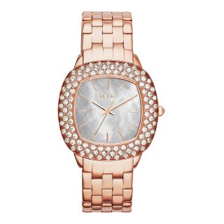 RELIC Meredith Womens Rose Tone Crystal Accent Square Watch
