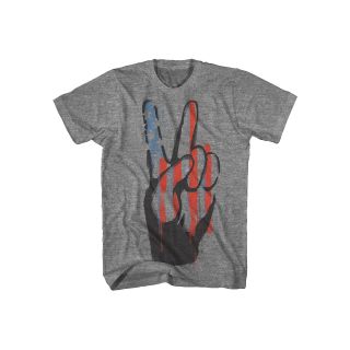 Peace Finger Graphic Tee, Heather Peace Fnge, Mens