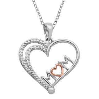 Bridge Jewelry Diamond Accent Two Tone Mom Heart Pendant