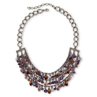 Purple Glass Bead 3 Row Necklace