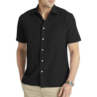 Van Heusen Short Sleeve Solid Rayon Shirt, Black, Mens