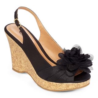 CL BY LAUNDRY Ilena Cork Wedges, Black, Womens