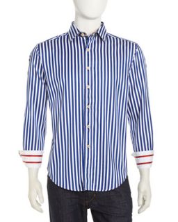 Mr. Balik Bengal Striped Dress Shirt, Blue/White