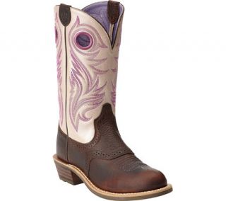 Womens Ariat Shadow Rider   Brown Oiled Rowdy/Champagne Full Grain Leather Boot