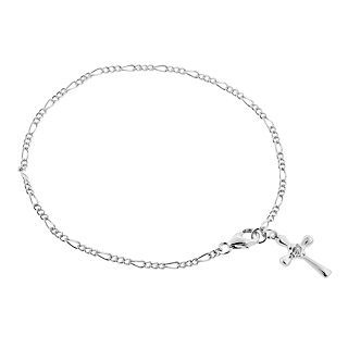 Diamond Accent Cross Anklet, Womens