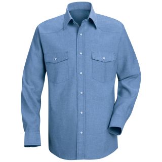 Red Kap Deluxe Western Style Shirt, Blue, Mens