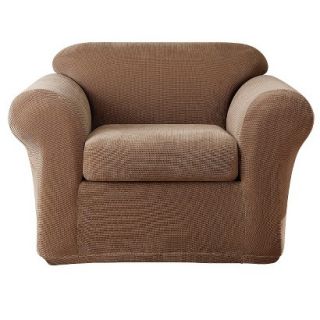 Sure Fit Stretch Metro 2pc Chair Slipcover   Brown