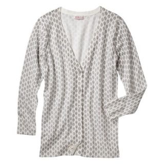 Merona Petites 3/4 Sleeve V Neck Cardigan Sweater   Gray Print SP