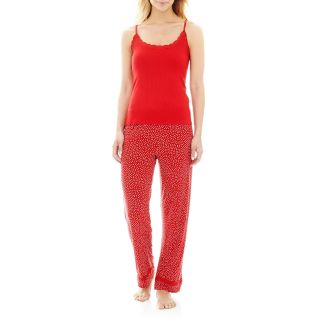 Rene Rofe Cami and Pants Pajama Set, Red/White, Womens