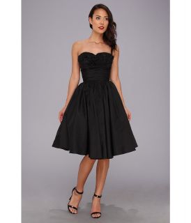 Unique Vintage Going Steady Taffeta Strapless Party Dress Womens Dress (Black)