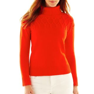 LIZ CLAIBORNE Long Sleeve Turtleneck Sweater   Talls, Red, Womens