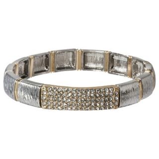 Capsule by C�ra Rectangle Bead Stretch Bracelet with Rhinestone Accent   Silver