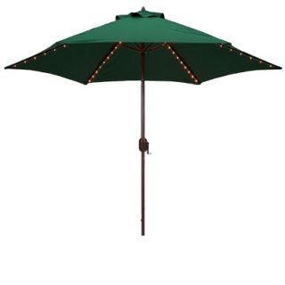 Round Crank Lighted Patio Umbrella   Green 9