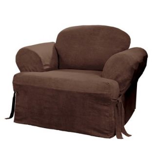 Sure Fit Soft Suede T Chair Slipcover   Chocolate