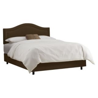 Skyline Queen Bed Skyline Furniture Merion Inset Nailbutton Bed   Chocolate