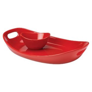 Rachael Ray Serveware 14 Serving Platter and Dipper Bowl   Red