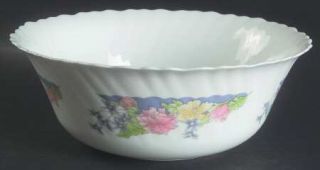 Arcopal Florine 9 Round Vegetable Bowl, Fine China Dinnerware   Pink & Blue Flo