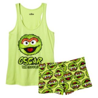 Sesame Street Juniors Tank/Short Pajama Set   Oscar Green XL
