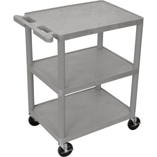Luxor Multipurpose Utility Cart   3 Shelves, Gray, 300 Lb. Capacity, Model HE34 