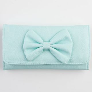 Faux Leather Bow Wallet Mint One Size For Women 228666523