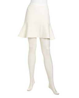Seam Detailed Ponte Flutter Skirt, Cream