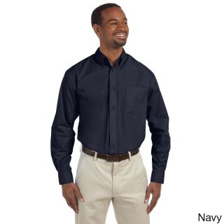 Harriton Mens Essential Poplin Button down Shirt Navy Size XXL