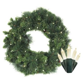 Pre Lit LED Anchorage Fir Pine Wreath   White Lights (30)