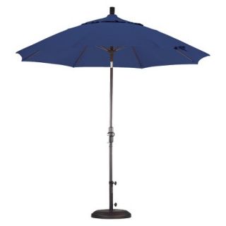 9 Aluminum Collar Tilt Crank Patio Umbrella   Blue Olefin