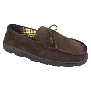 Mens MUK LUKS Polysuede Moccasin with Flannel Lining   Brown 9