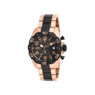 Invicta Mens Rose Gold and Black Stainless Steel Chronograph Watch