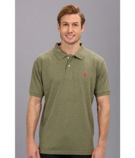U.S. Polo Assn Solid Cotton Pique Polo with Big Pony Mens Short Sleeve Knit (Green)