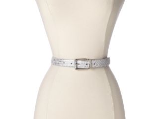 Calvin Klein Reversible Buckle w/ Wrapped Roller Womens Belts (Pewter)