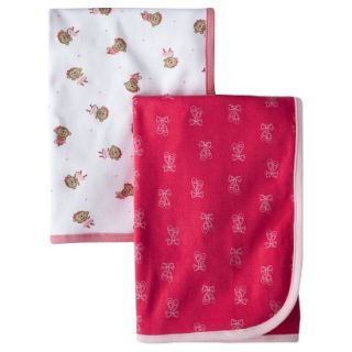 Just One YouMade by Carters Newborn Girls 2 Pack Monkey Blanket Pink/Red