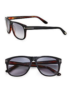 Tom Ford Eyewear Olivier Plastic Sunglasses   Black Brown
