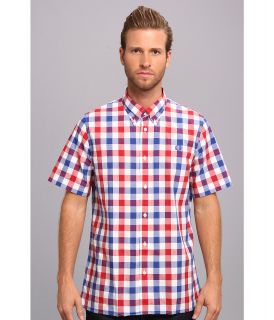 Fred Perry Bold Gingham S/S Shirt Mens Short Sleeve Button Up (Red)