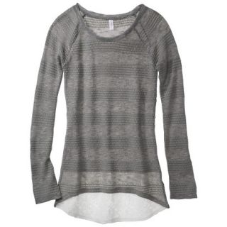 Xhilaration Juniors High Low Sweater with Crochet Trim   Gray XS(1)