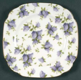 Royal Albert Lilac Lane (Gold Trim) Square Salad Plate, Fine China Dinnerware  