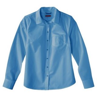 Merona Womens Plus Size Long Sleeve Button Down Shirt   Blue 3