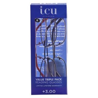 ICU 3 Pack Metal Reading Glasses   +1.75
