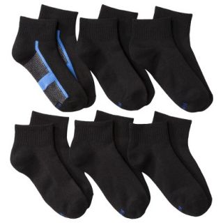 Hanes Boys 6 Pack Ankle Socks   Black L