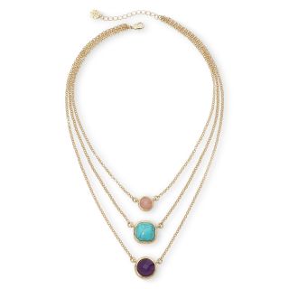 MONET JEWELRY Monet Triple Chain, Multicolor Stone Necklace