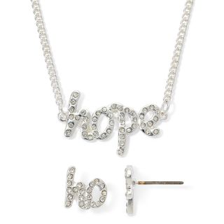 Decree Silver Tone & Crystal Hope Pendant & Earrings Set, Gold