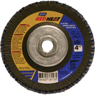 Norton Red Heat Type 29 Conical Flap Discs   5 Pack, 80 Grit, 4.5 Inch x 5/8