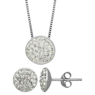 Womens Sterling Silver Pave Necklace And Earrings Set   Silver/Clear