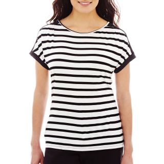 Worthington Zipper Back Top, Black/White