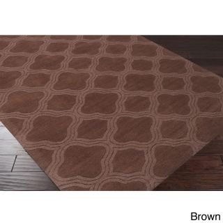 Surya Carpet, Inc Hand Loomed Rome Casual Solid Tone on tone Moroccan Trellis Wool Area Rug (8 X 11) Brown Size 8 x 10