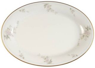 Noritake Ivanhoe 12 Oval Serving Platter, Fine China Dinnerware   Pink & White