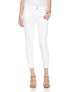 Cropped Skinny Stretch Jeans, Clean White