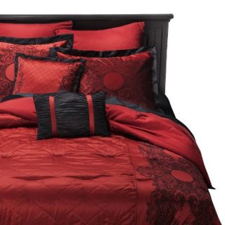 Lace Frame 8 Piece Comforter Set   Red/Black (Queen)