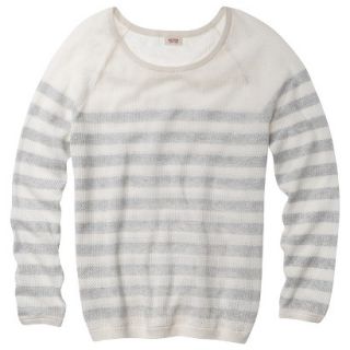 Mossimo Supply Co. Juniors Long Sleeve Mesh Pullover Sweater   Gray/Cream 4